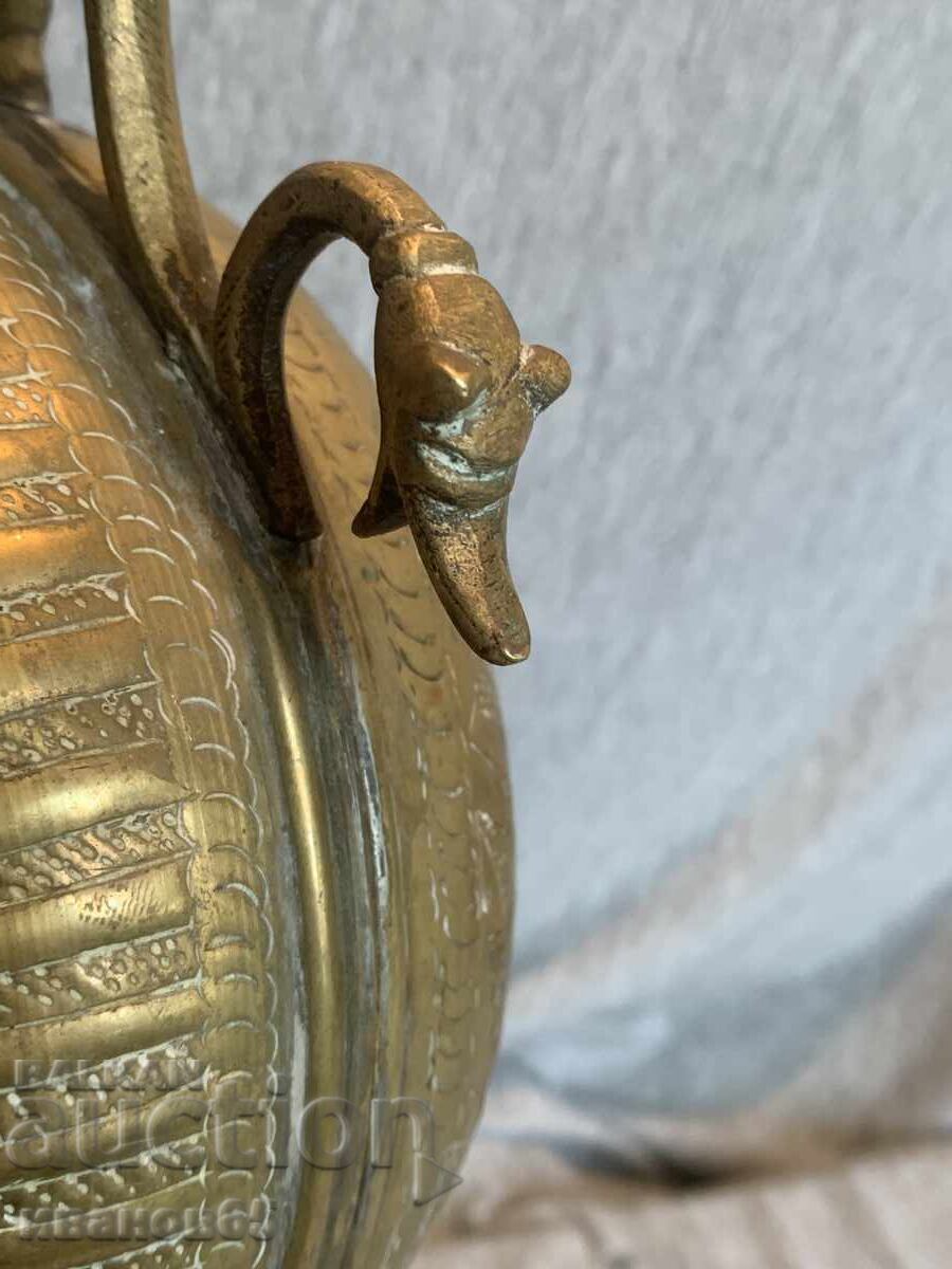 Brass pitcher/jug with decorative engravings and shaped handles - 7 Brass pitcher/jug with decorative engravings and shaped handles - 7