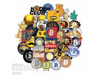 50 buc. Autocolante Bitcoin Autocolant Bitcoin, Satoshi, To the moon