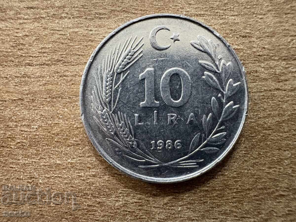Turcia - 10 lire (1986) Turcia - 10 lire (1986)