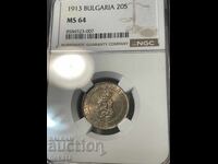 20 stotinki 1913 g. MS64 NGC