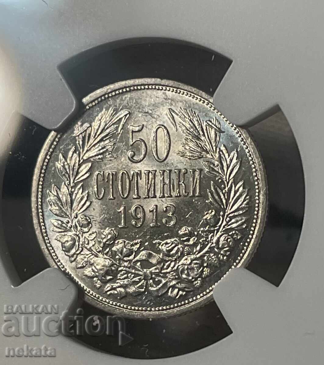 Auction  50 Cents 1913 MS61 NGC