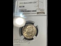 1 lev 1913 g. AU58 NGC