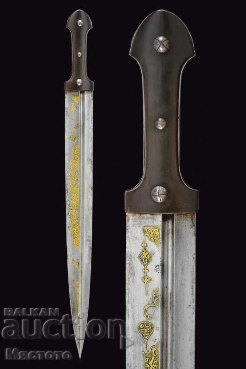 Fine dagger with a gold-decorated blade Fine dagger with a gold-decorated blade