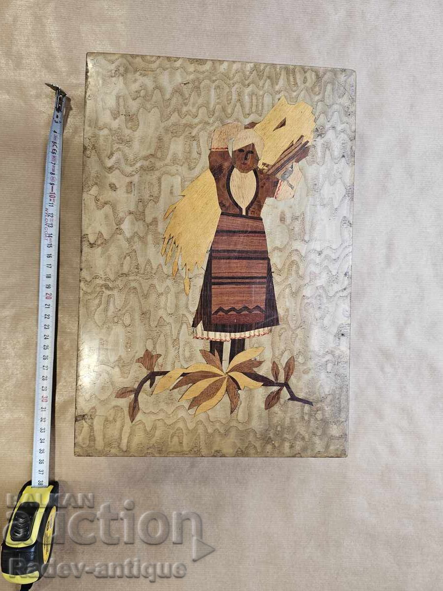 Delivery of Old Bulgarian wooden box with a reaper from the 1930s Delivery of Old Bulgarian wooden box with a reaper from the 1930s