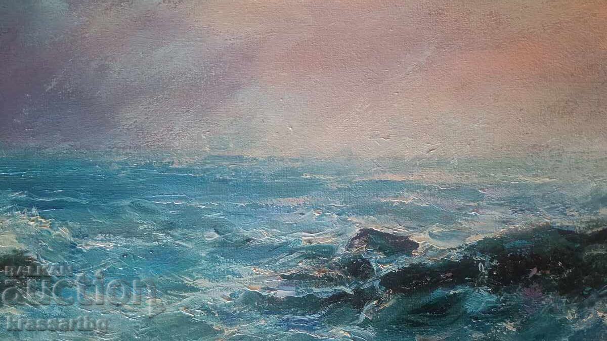 Стара морска картина - Морски прилив (oil art krassart) с цена 140.00 лв. | € 71.58