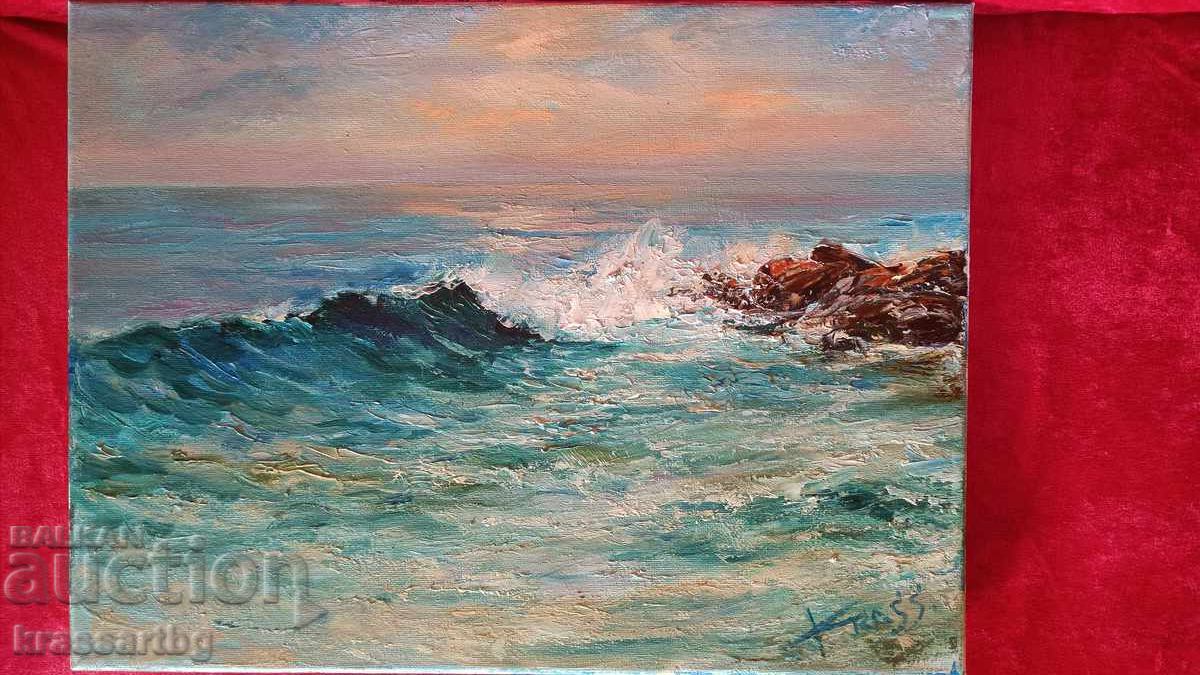 Old sea painting - Sea sunset (oil art krassart) Old sea painting - Sea sunset (oil art krassart)