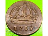 Suedia 1 Daler 1715 Carol al XII-lea Cupru