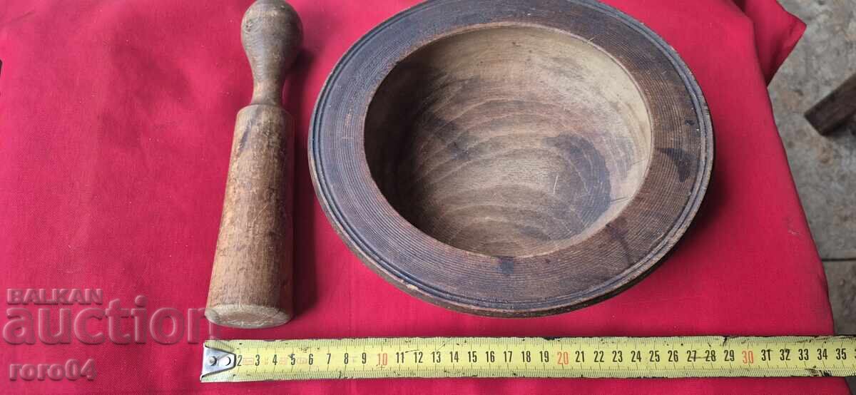 HAVANCHE WITH A PESTLE - MORTAR - WOODEN - 7