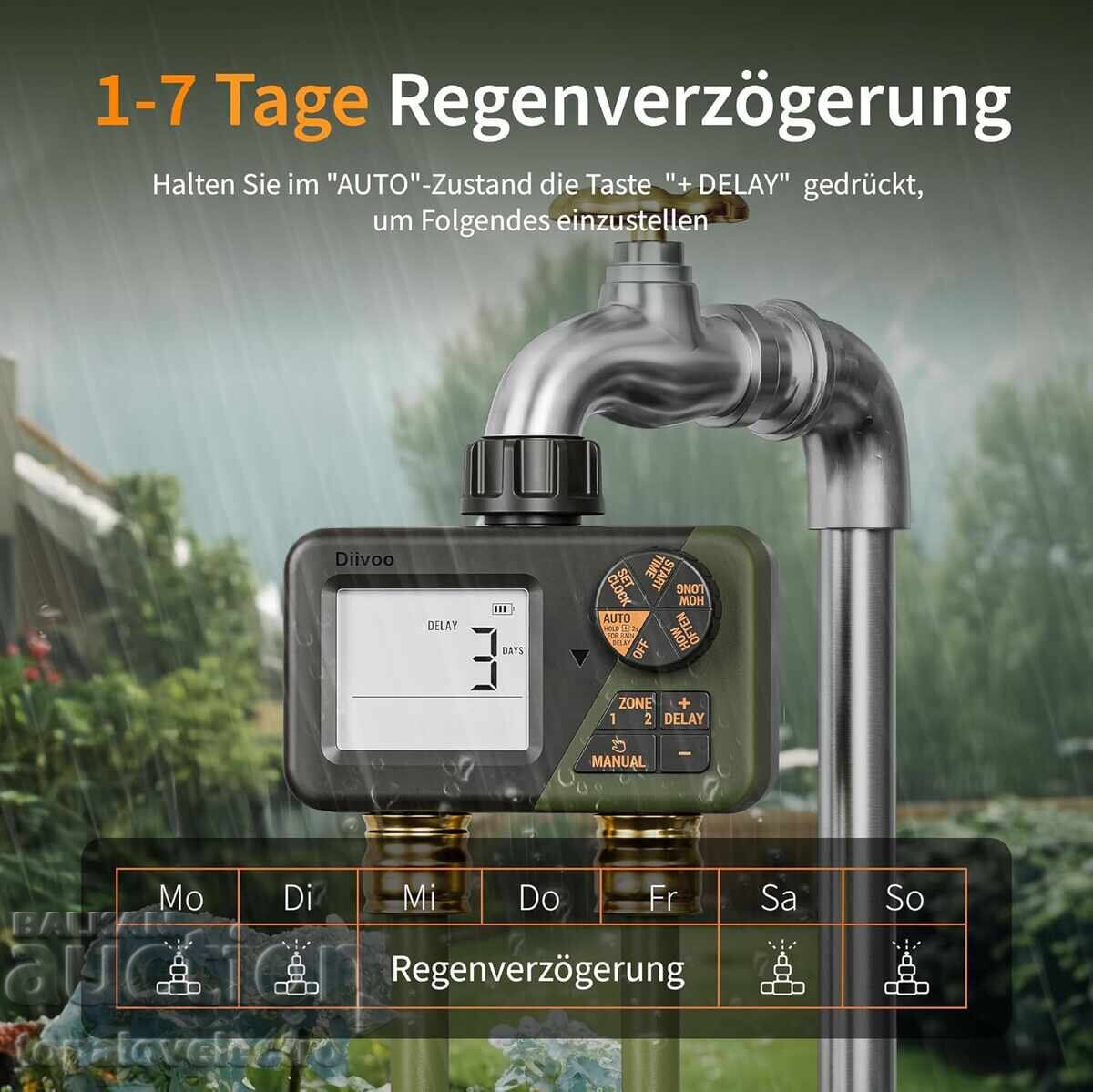 Προγραμματιζόμενος χρονοδιακόπτης ποτίσματος – 2 έξοδοι, 2 ζώνες με τιμή 39.00 BGN | € 19.94