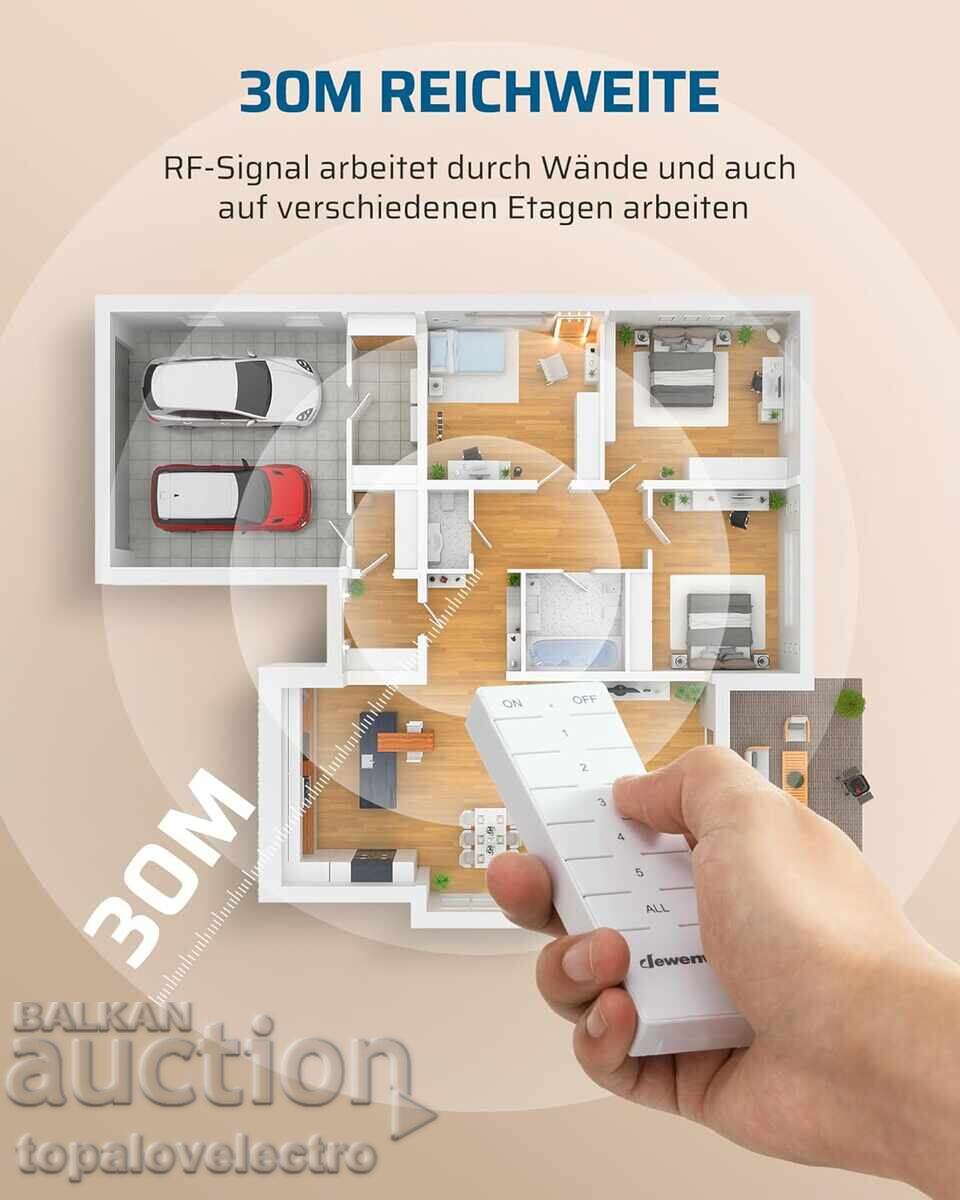 Аукцион Комплект от 5 броя Безжичен контакт с дистанционно управлени