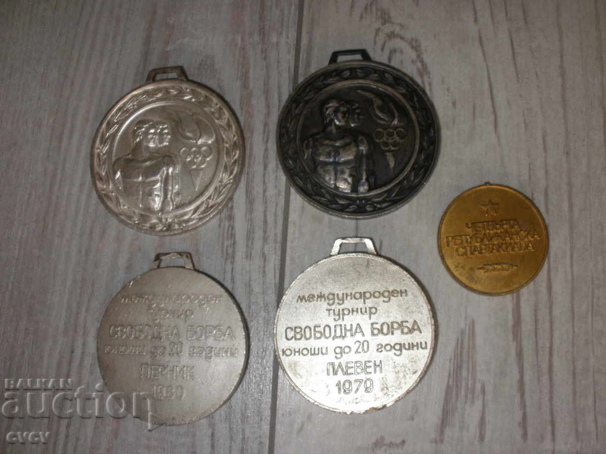 Μετάλλια-Αθλητικά-πάλη-5 τμχ - Β.Ζ.Τ - 5 Μετάλλια-Αθλητικά-πάλη-5 τμχ - Β.Ζ.Τ - 5