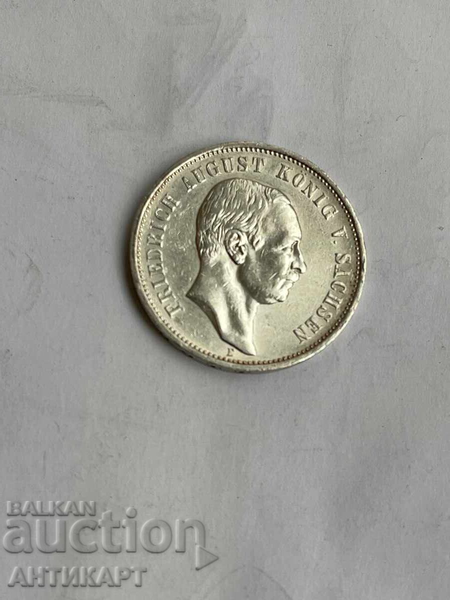 Germany Rare Silver Coin 3 Marks 1911 Saxony Silver