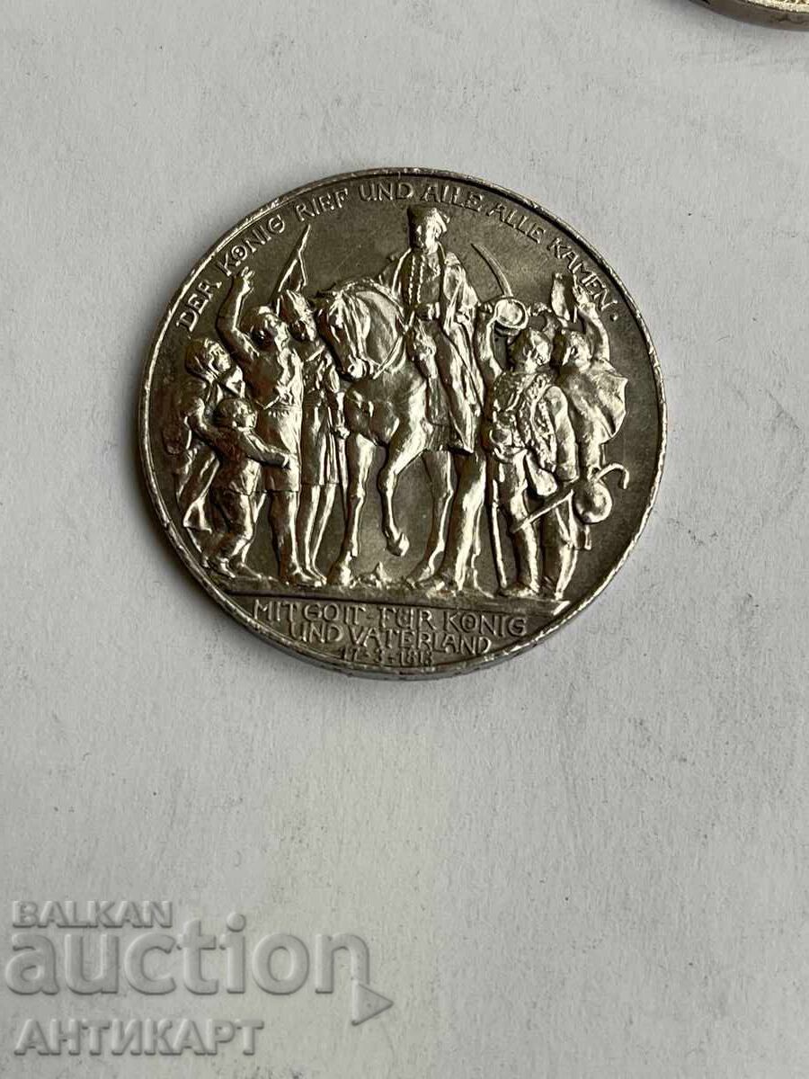 Germany Rare Silver Coin 3 Marks Prussia 1913 Silver Germany Rare Silver Coin 3 Marks Prussia 1913 Silver