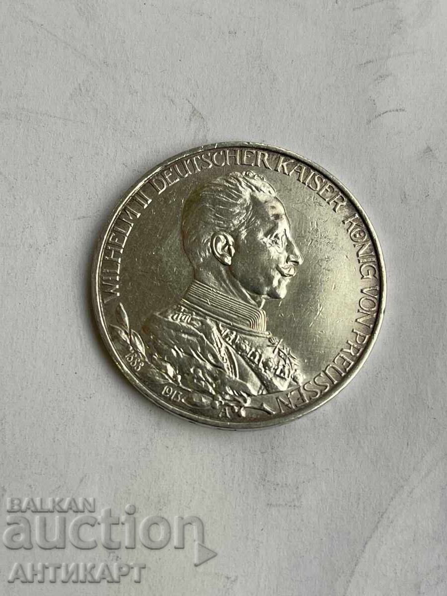 Germany Rare Silver Coin 3 Mark 1913 Prussia Silver Germany Rare Silver Coin 3 Mark 1913 Prussia Silver