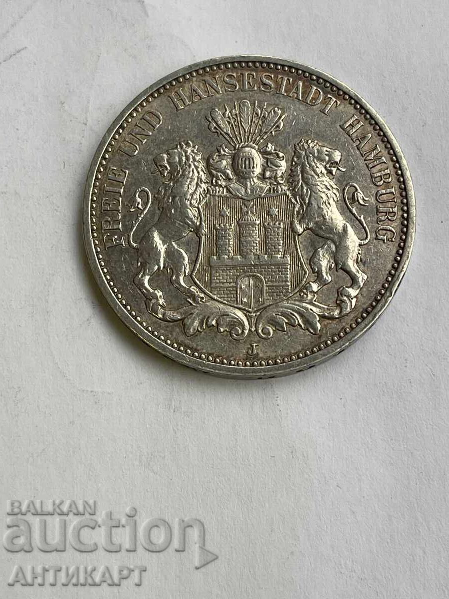 Γερμανία σπάνιο ασημένιο νόμισμα 3 μάρκα 1909 Αμβούργο ασήμι Γερμανία σπάνιο ασημένιο νόμισμα 3 μάρκα 1909 Αμβούργο ασήμι