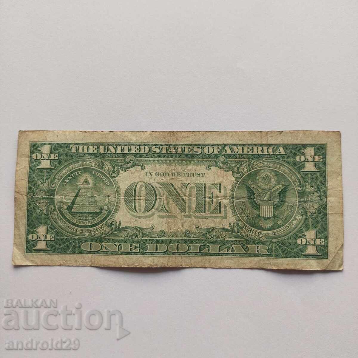 1 Dollar 1957 A USA, Blue Seal /F/ Banknote with price 7.00 BGN | € 3.58