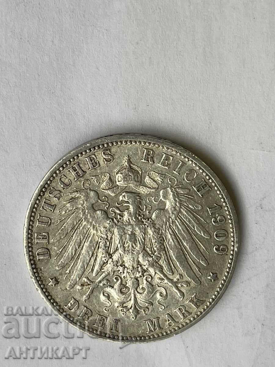 Row of silver coin 3 marks 1909 Germany Württemberg with price 68.00 BGN | € 34.77 Row of silver coin 3 marks 1909 Germany Württemberg with price 68.00 BGN | € 34.77