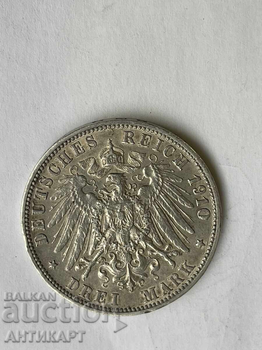 Row of silver coins 3 marks 1910 Germany Württemberg with price 64.00 BGN | € 32.72 Row of silver coins 3 marks 1910 Germany Württemberg with price 64.00 BGN | € 32.72