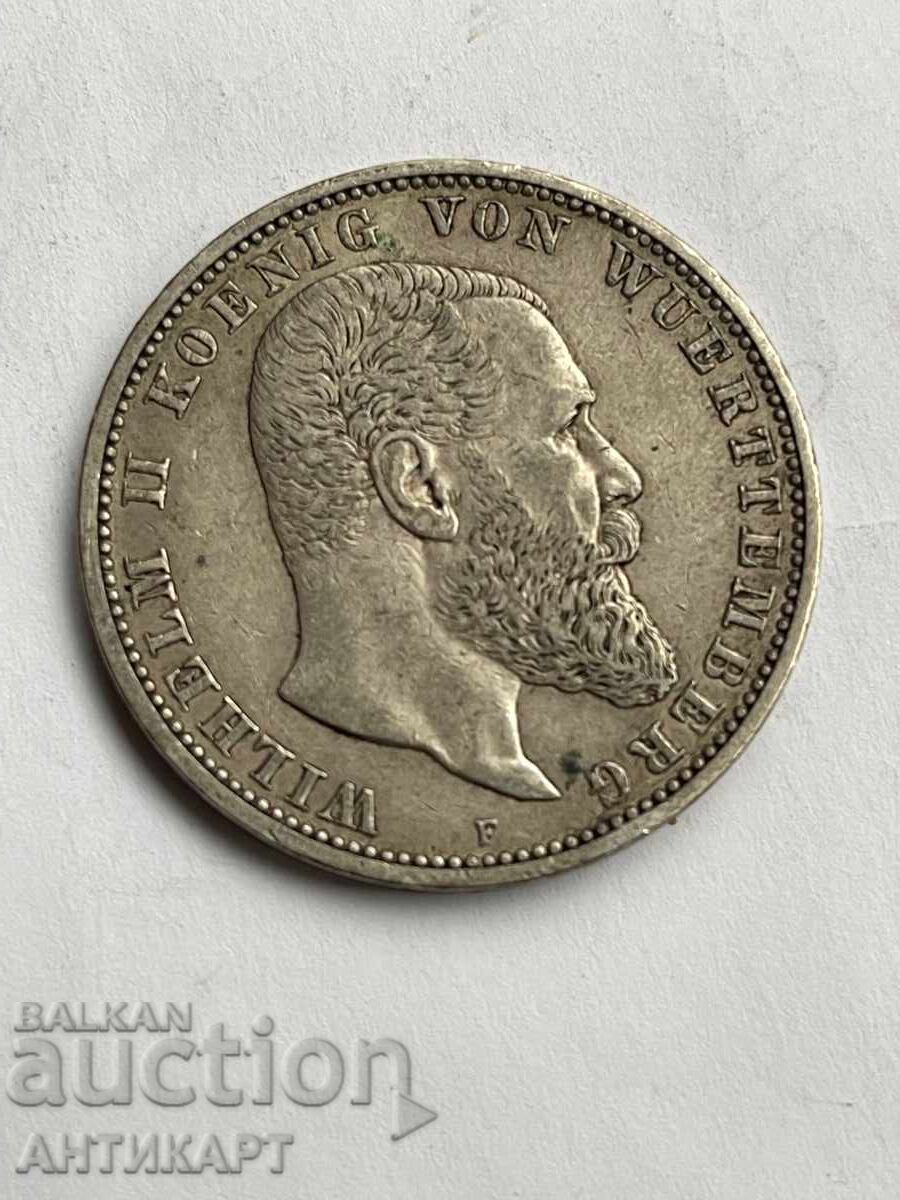 Germany Silver Coin 5 Marks 1907 Württemberg Silver Germany Silver Coin 5 Marks 1907 Württemberg Silver