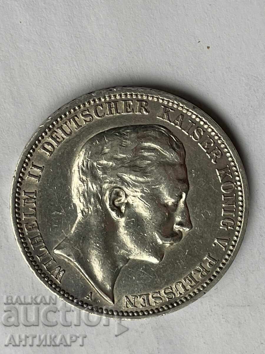 Auction Germany Rare Silver Coin 3 Mark 1909 Prussia Silver Auction Germany Rare Silver Coin 3 Mark 1909 Prussia Silver