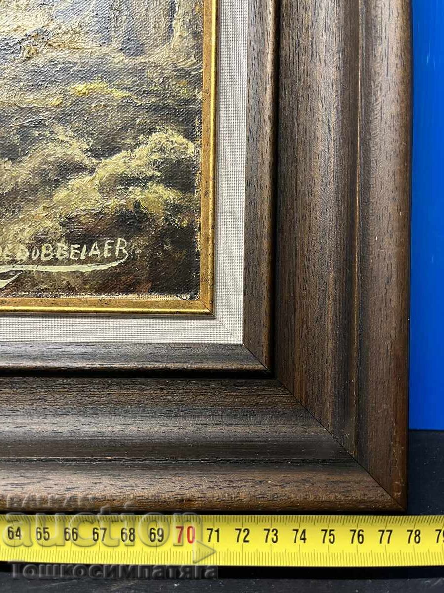 Tablou frumos de iarnă pe pânză cu vopsele de ulei - 6