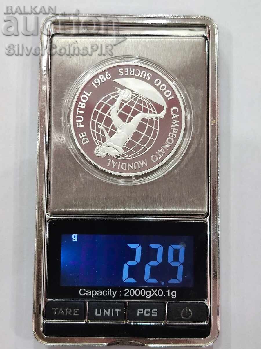 Auction Silver 1000 Sucres Football 1986 Ecuador Auction Silver 1000 Sucres Football 1986 Ecuador