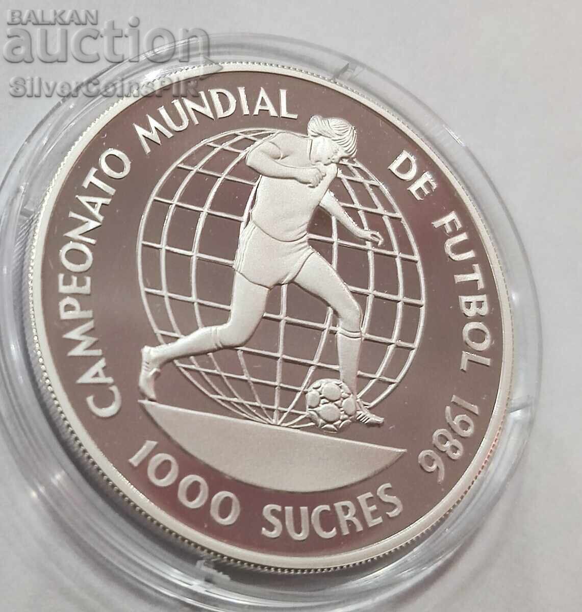 Delivery of Silver 1000 Sucres Football 1986 Ecuador Delivery of Silver 1000 Sucres Football 1986 Ecuador