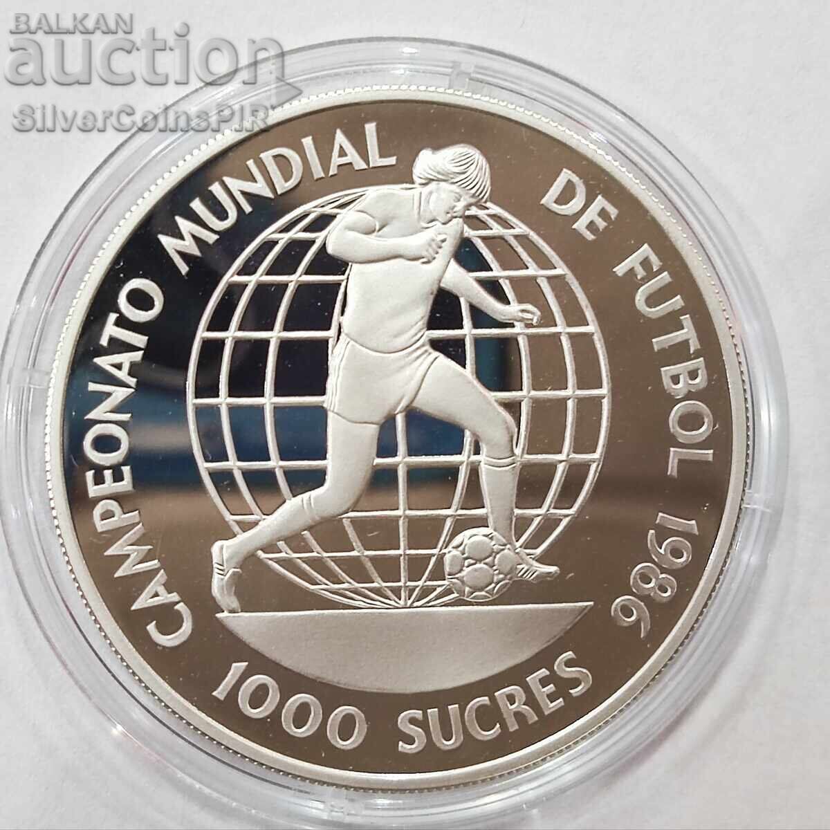 Silver 1000 Sucres Football 1986 Ecuador Silver 1000 Sucres Football 1986 Ecuador