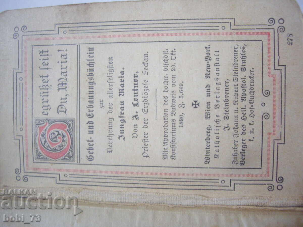 Livrarea Veche carte germană mică cu pagini aurite din 1890