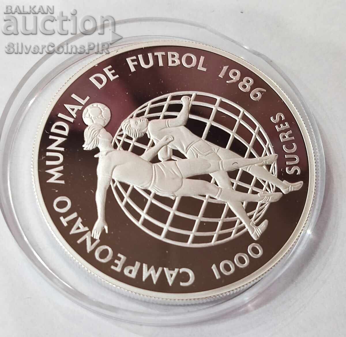 Silver 1000 Sucres Football 1986 Ecuador with price 76.00 BGN | € 38.86 Silver 1000 Sucres Football 1986 Ecuador with price 76.00 BGN | € 38.86