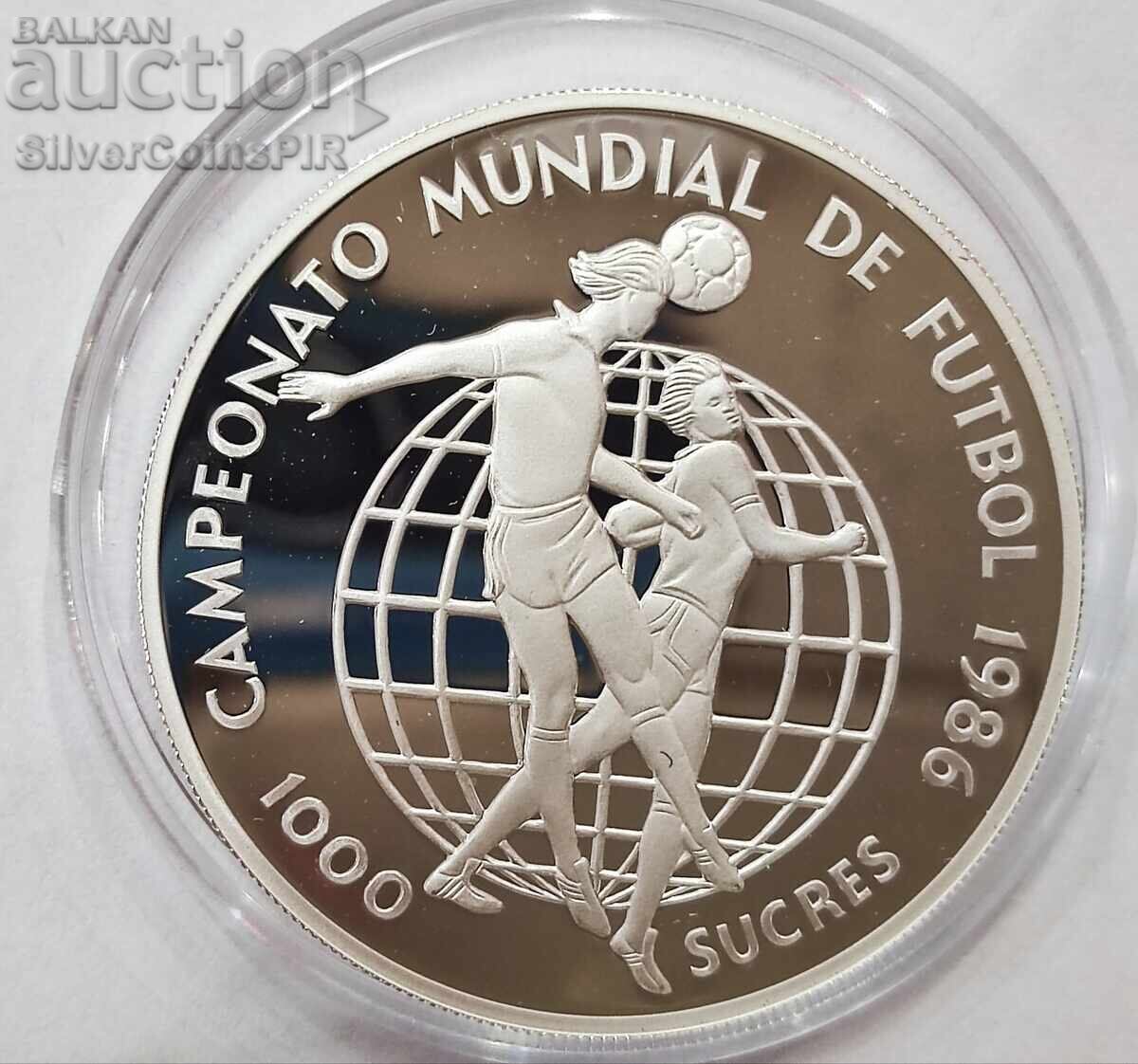 Silver 1000 Sucres Football 1986 Ecuador Silver 1000 Sucres Football 1986 Ecuador