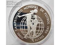 Silver 1000 Sucres Football 1986 Ecuador