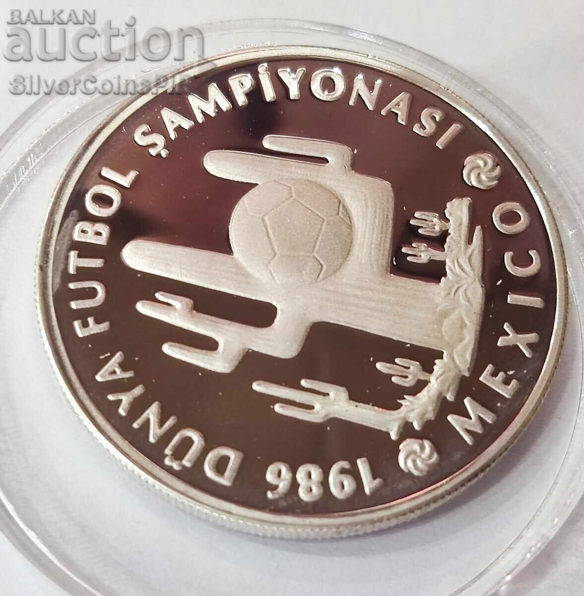 Silver 10,000 Lira Football 1986 Turkey with price 91.00 BGN | € 46.53 Silver 10,000 Lira Football 1986 Turkey with price 91.00 BGN | € 46.53