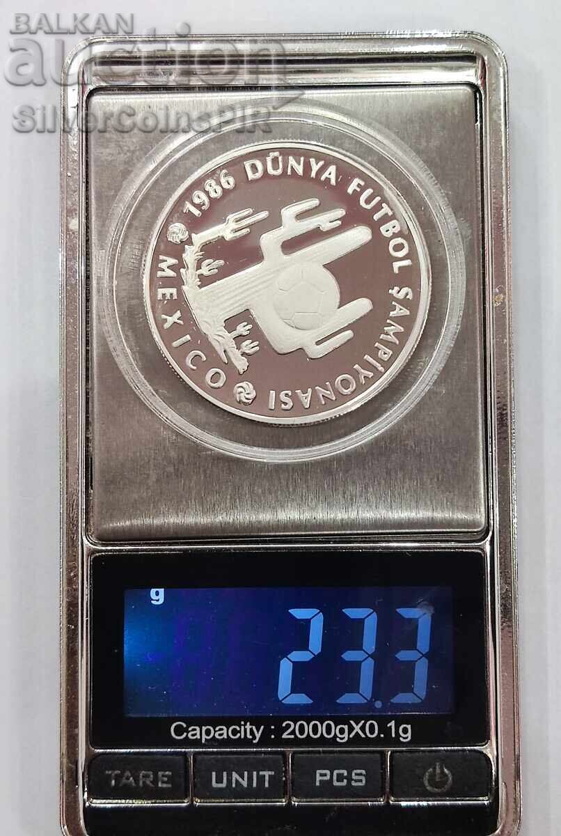 Silver 10,000 Lira Football 1986 Turkey - 5 Silver 10,000 Lira Football 1986 Turkey - 5