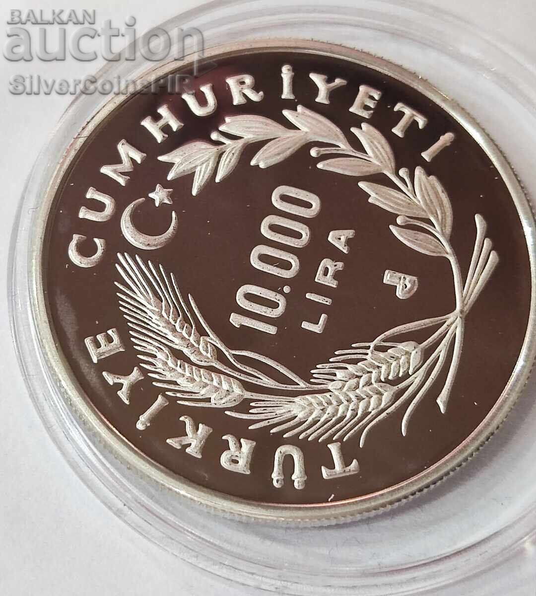 Silver 10,000 Lira Football 1986 Turkey - 6 Silver 10,000 Lira Football 1986 Turkey - 6