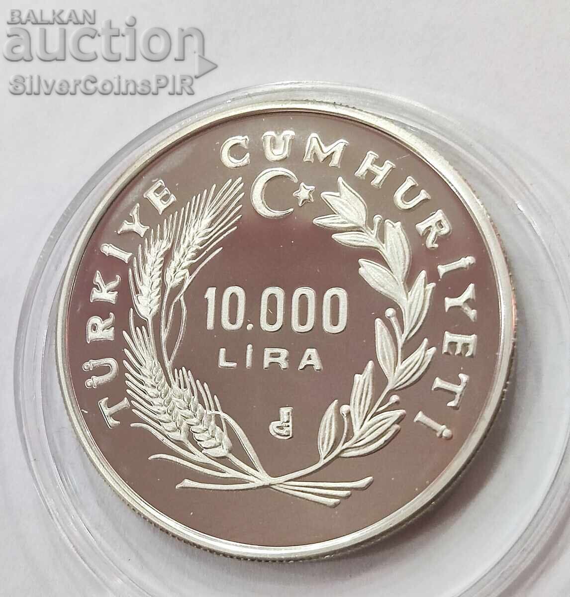 Silver 10,000 Lira Football 1986 Turkey - 7 Silver 10,000 Lira Football 1986 Turkey - 7