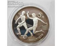 Silver 5 Yuan Football 1986 China