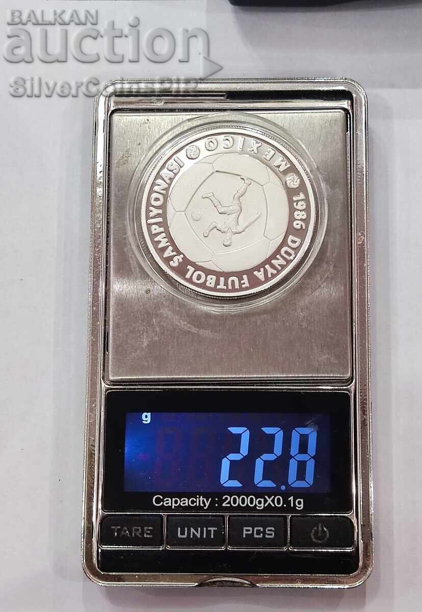 Silver 10,000 Lira Football 1986 Turkey - 5 Silver 10,000 Lira Football 1986 Turkey - 5