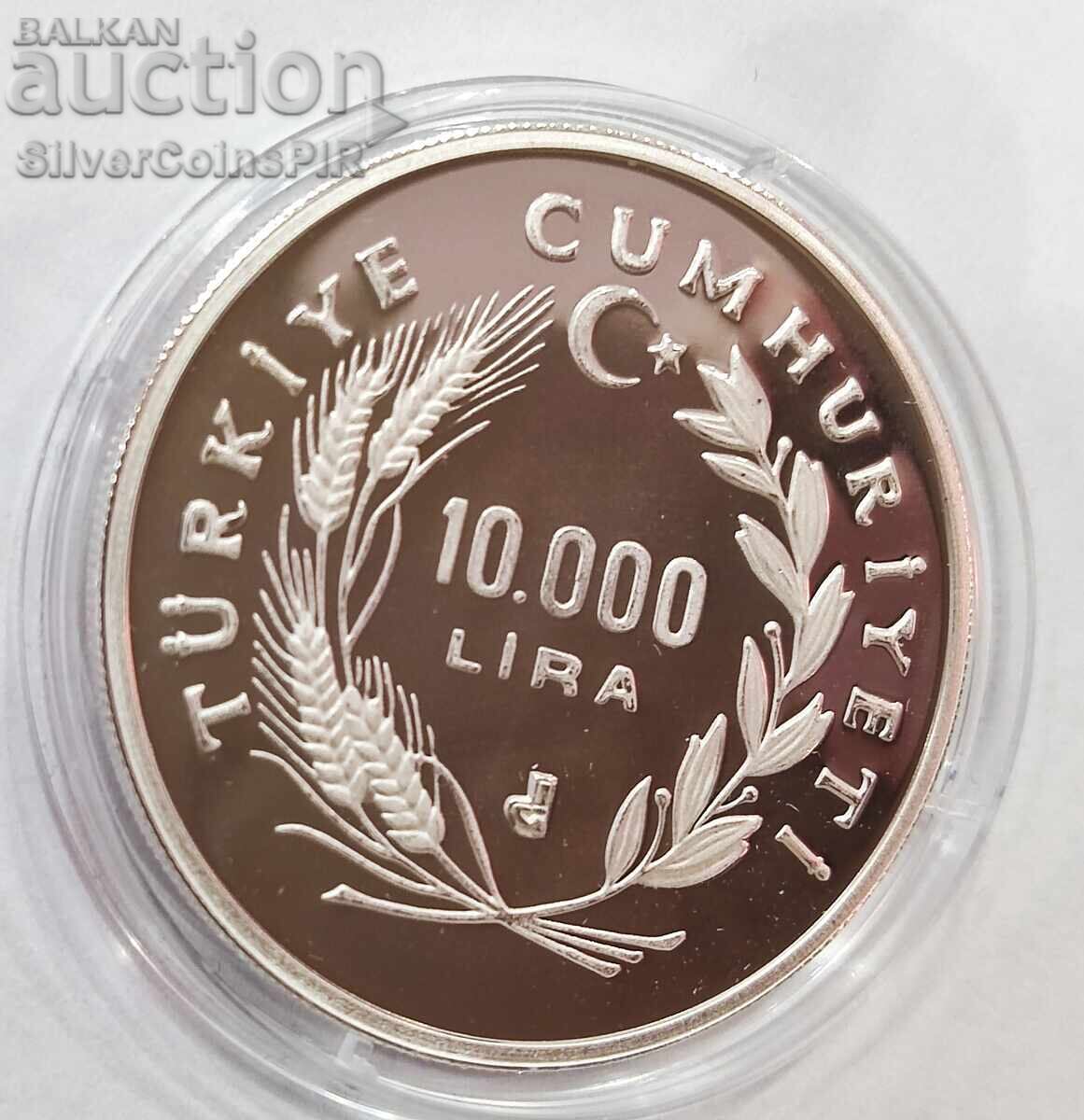 Silver 10,000 Lira Football 1986 Turkey - 6 Silver 10,000 Lira Football 1986 Turkey - 6