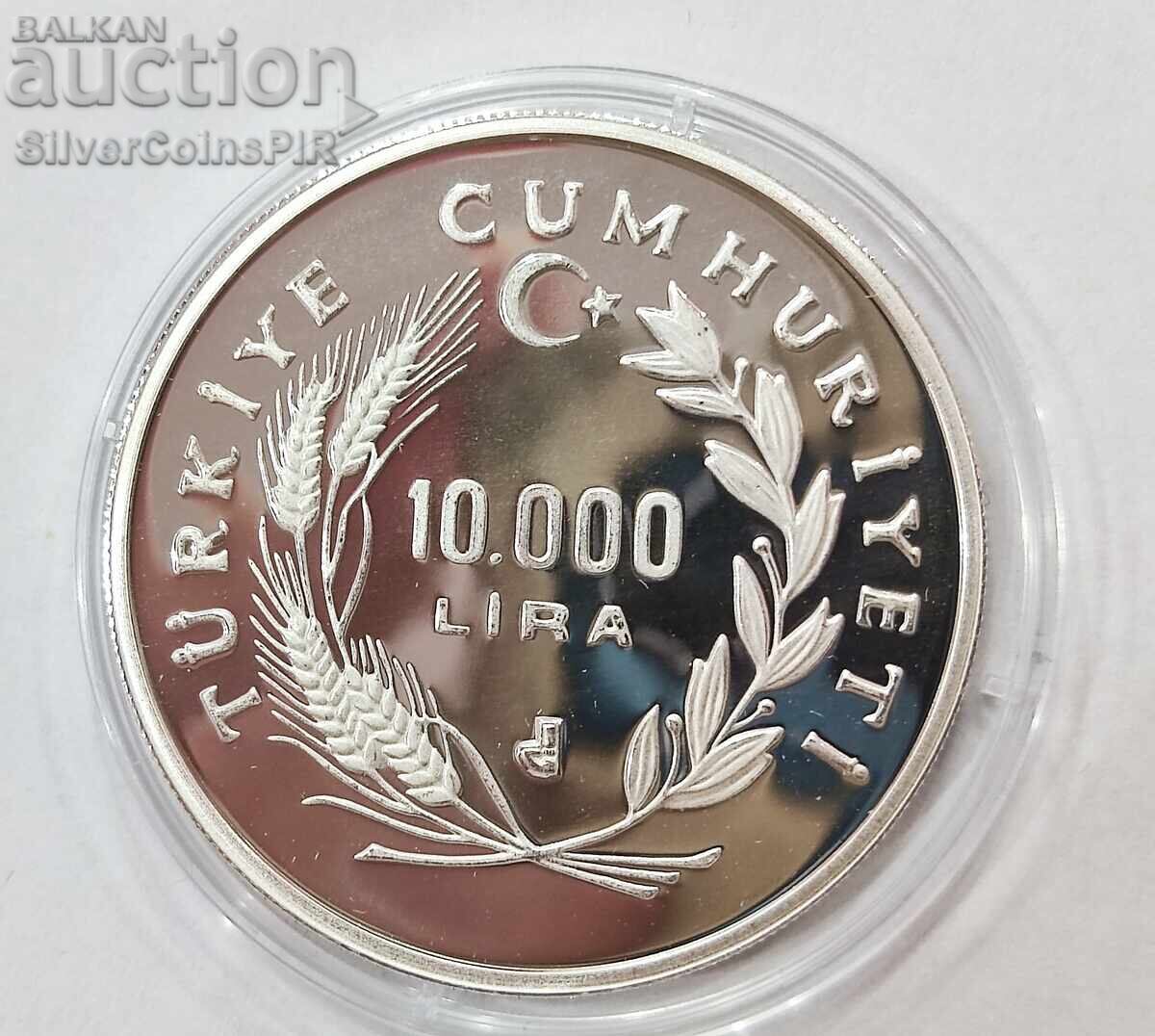 Silver 10,000 Lira Football 1986 Turkey - 7 Silver 10,000 Lira Football 1986 Turkey - 7