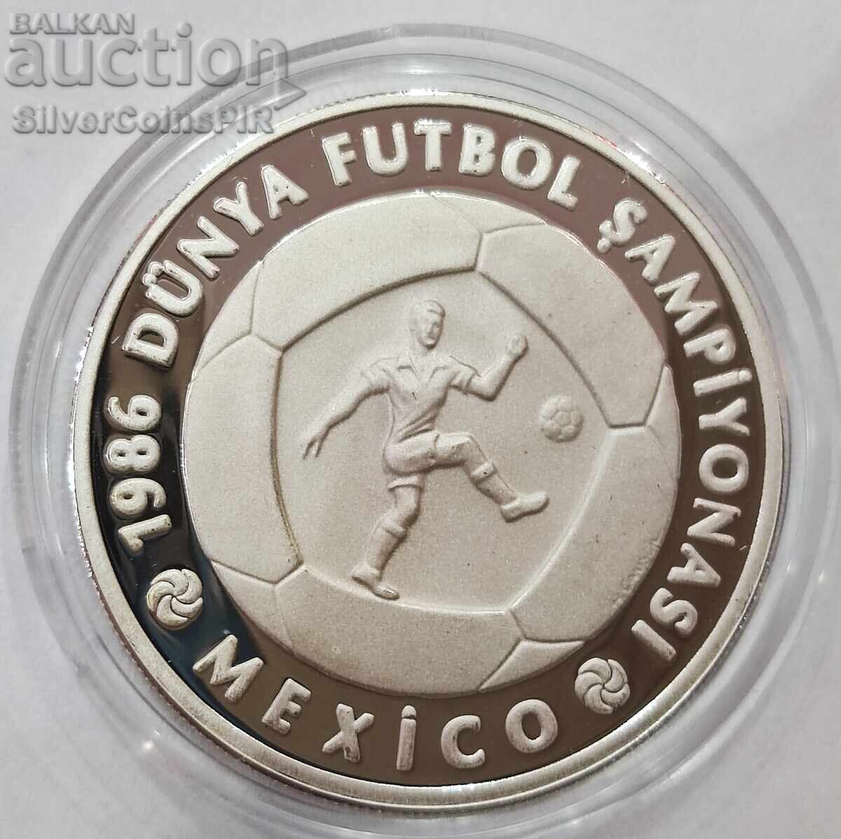 Silver 10,000 Lira Football 1986 Turkey Silver 10,000 Lira Football 1986 Turkey