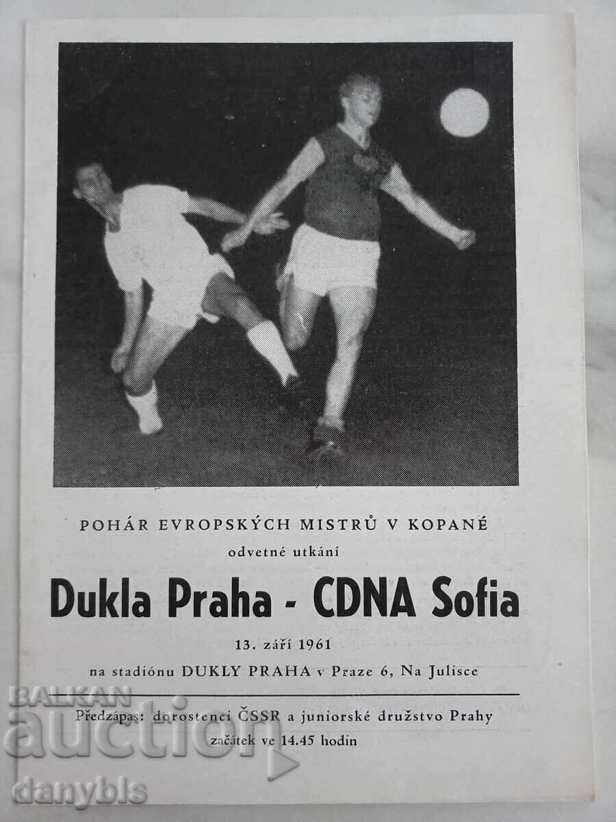 Program de fotbal - Dukla Praga - CDNA / CSKA / 1961 Program de fotbal - Dukla Praga - CDNA / CSKA / 1961