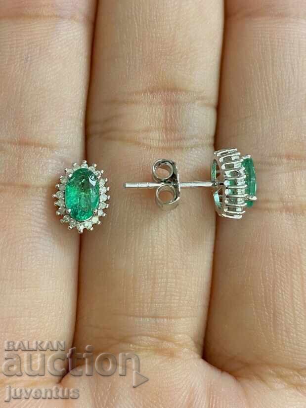 SILVER EARRINGS WITH EMERALD AND DIAMONDS with price 180.00 BGN | € 92.03 SILVER EARRINGS WITH EMERALD AND DIAMONDS with price 180.00 BGN | € 92.03