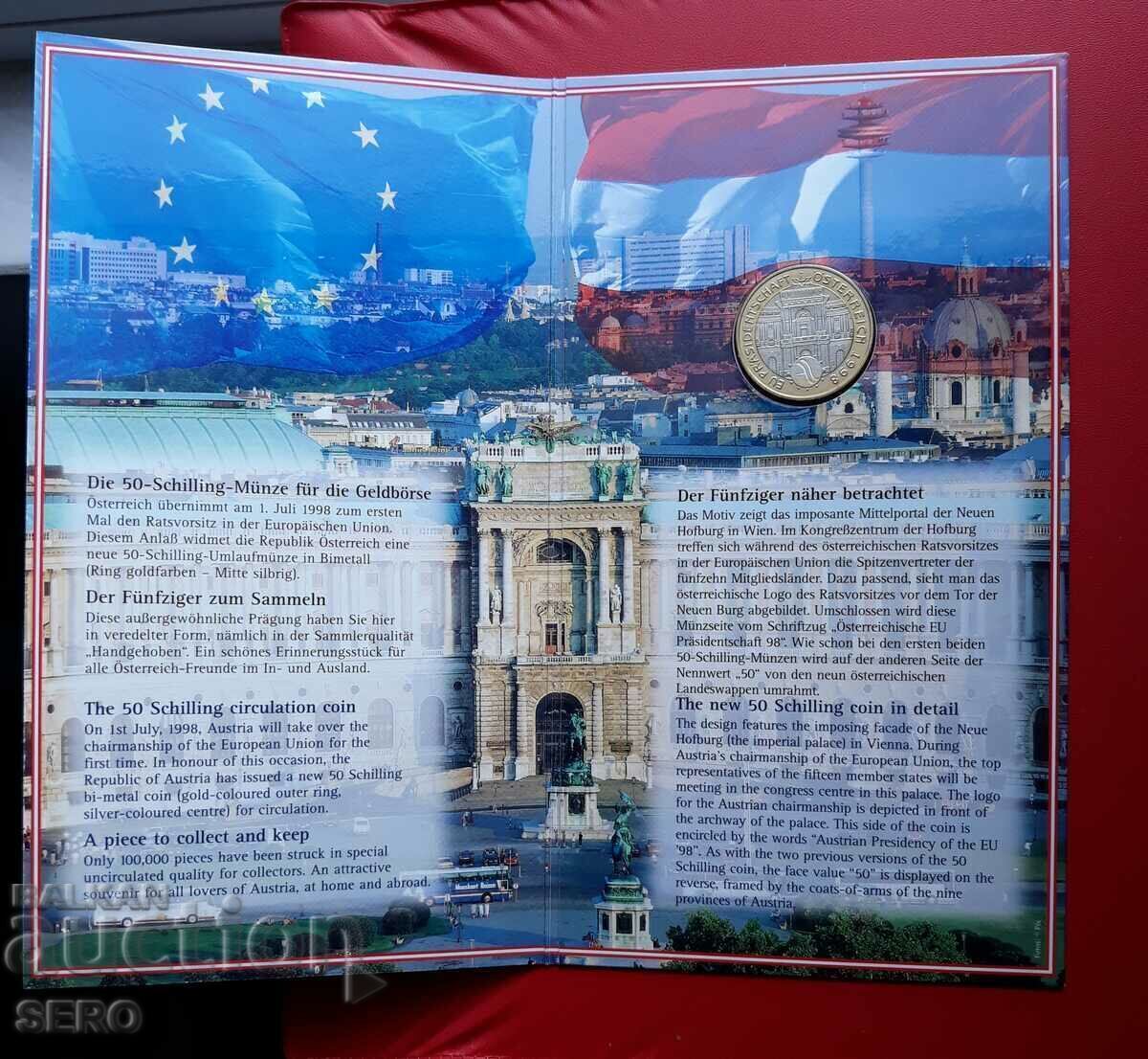 Австрия-50 шилинга 1998-президентството с цена 11.00 лв. | € 5.62 Австрия-50 шилинга 1998-президентството с цена 11.00 лв. | € 5.62