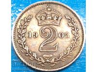 Marea Britanie 2 pence 1905 Maundy Edward argint