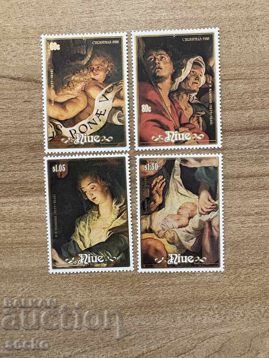 Ниуе - Коледа - Картини на Петер Паул Рубенс (1988) MNH