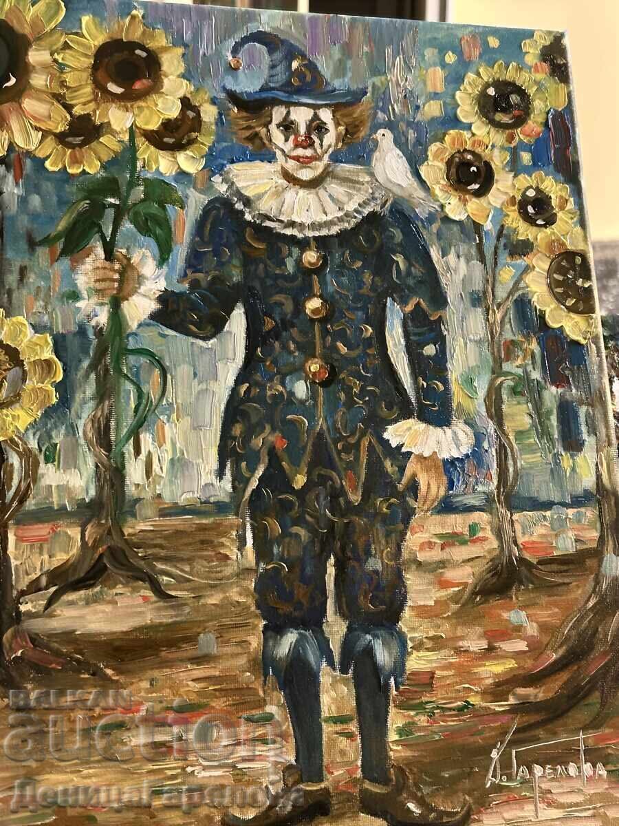 Denitsa Garelova Oil Painting 30/40 "Sunflower World" with price 120.00 BGN | € 61.36