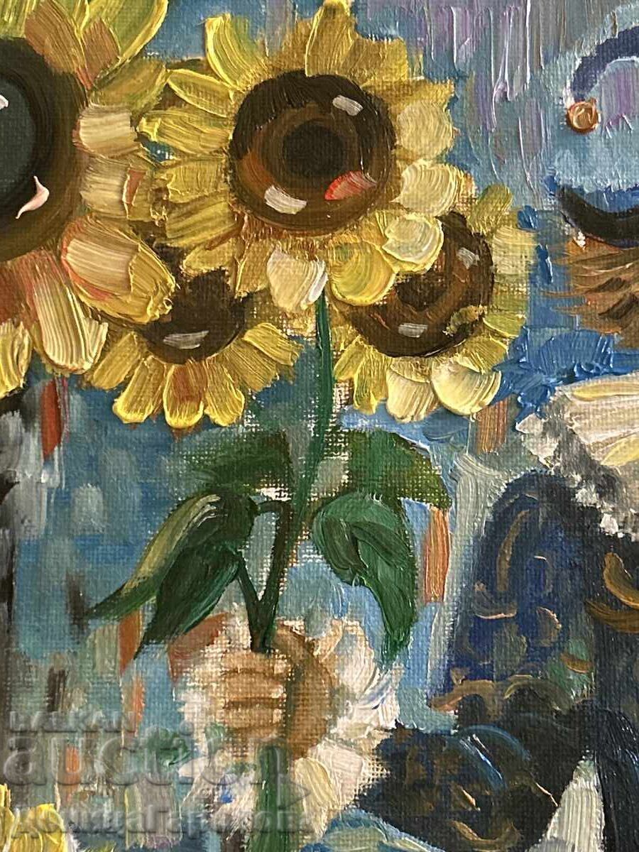 Delivery of Denitsa Garelova Oil Painting 30/40 "Sunflower World"