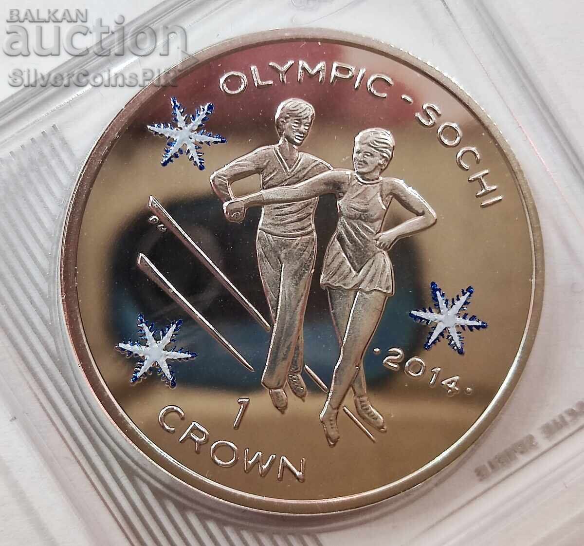 Silver 1 Crown Olympics 2014 Isle of Man Silver 1 Crown Olympics 2014 Isle of Man