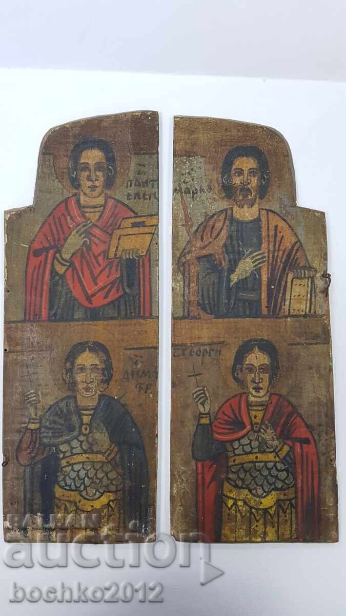 Βουλγαρικά αναγεννησιακά φτερά, πορτάκια από εικόνα τρίπτυχο 19ου αιώνα Βουλγαρικά αναγεννησιακά φτερά, πορτάκια από εικόνα τρίπτυχο 19ου αιώνα